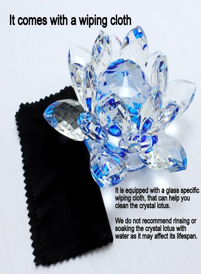 TENGFENG Sparkle Crystal Lotus Flower - 4'' Hue Reflection Clear Crystal Lotus for Feng Shui Home Decor Sun Catcher Ornaments or Paper Weight with Gift Box (100MM) Transparent - Image 5
